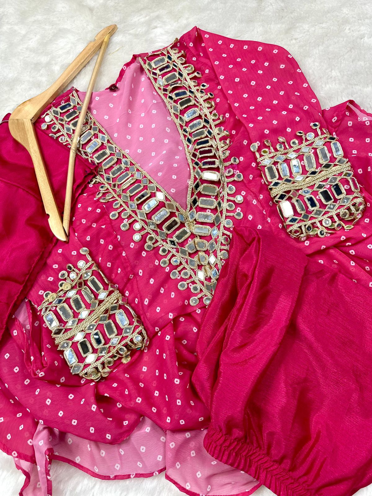 Bandhej Heritage Ethnic Set by pehnaavaindia | Funky Summer Baggy Style Kurti with Pant & Bustier