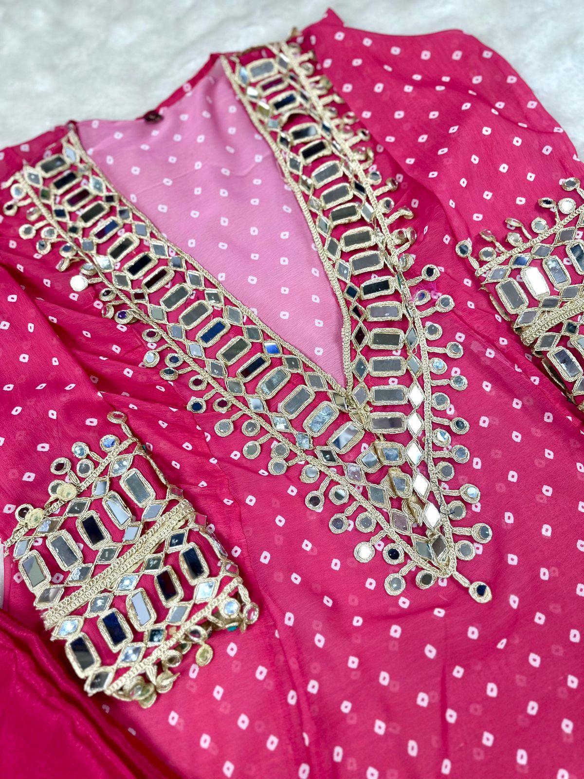 Bandhej Heritage Ethnic Set by pehnaavaindia | Funky Summer Baggy Style Kurti with Pant & Bustier
