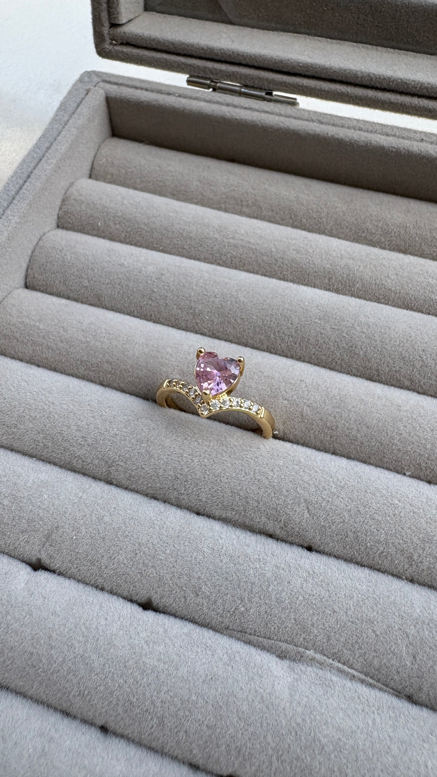 Heart Gemstone Gold Ring – Pink 'Heartglow ring' | Anti-Tarnish & Waterproof | Bling Fling