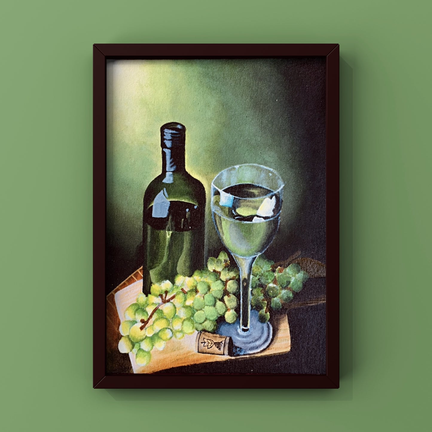 Wine & Grapes Still Life Wall Art – Framed Canvas Painting | Painters Paradise | Bizvaro