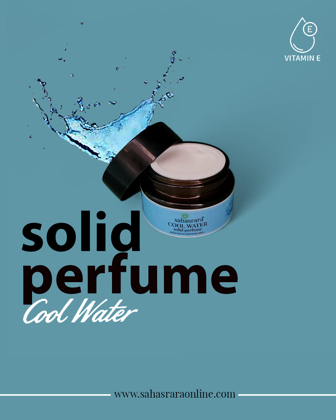 Cool Water Solid Perfume with Vitamin E – Long-Lasting Ayurvedic Fragrance | Sahasrara | Bizvaro