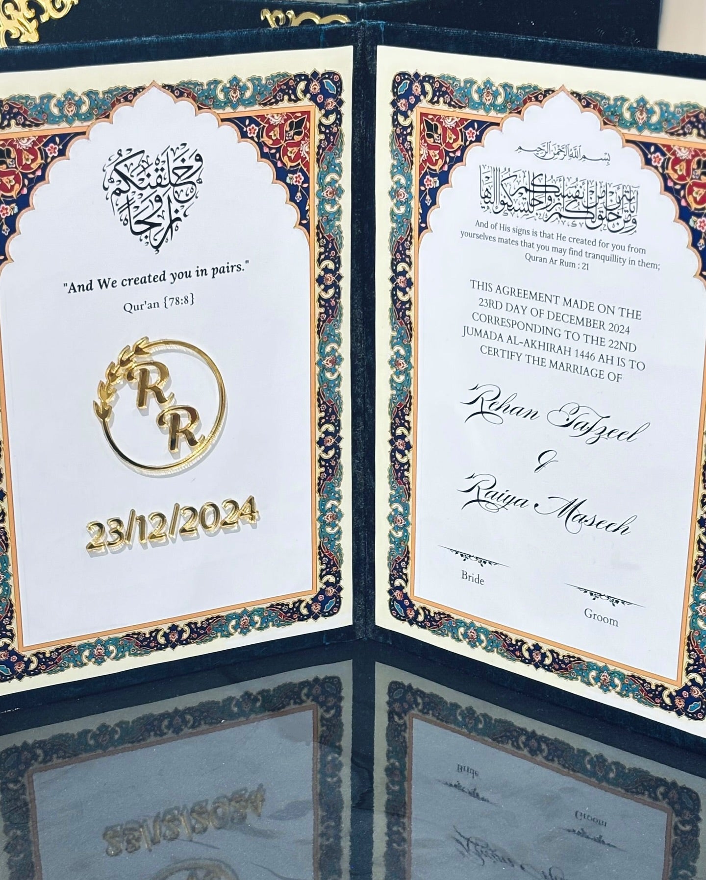 Elegant Handmade Nikah Nama | Custom Wedding Certificate – Handcraft by Shas | Bizvaro