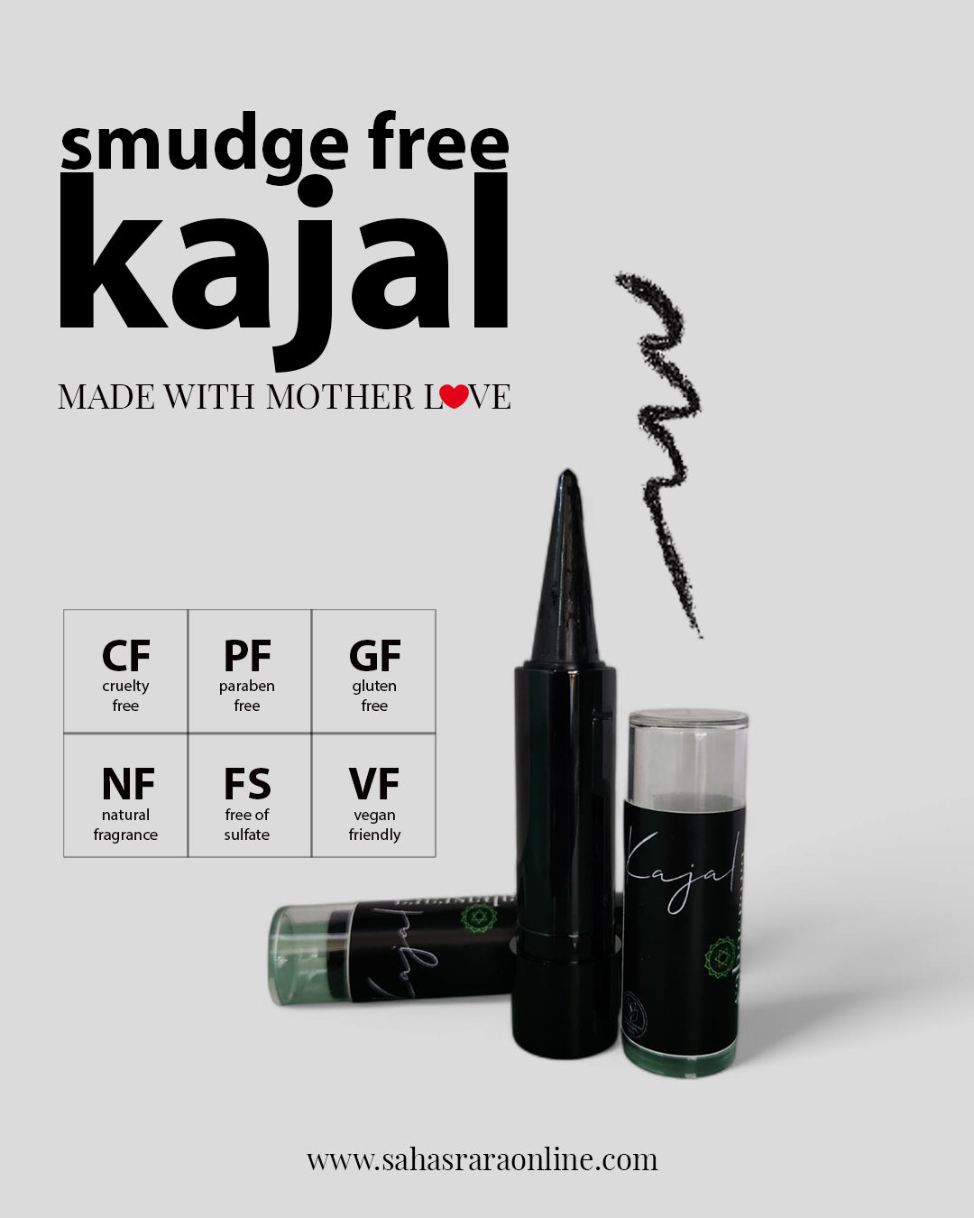 Ayurvedic Smudge-Free Kajal – Vegan, Sulfate-Free & Cruelty-Free | Sahasrara | Bizvaro