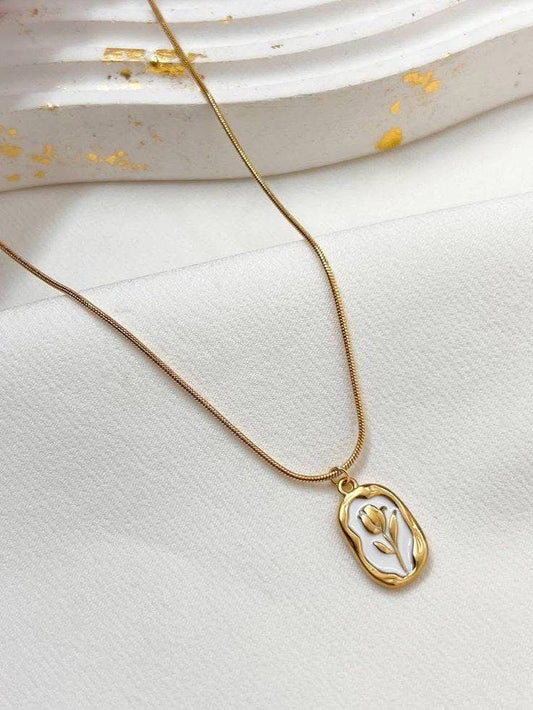 Tulip Flower Necklace | Elegant Gold Plated Pendant for Women| Mirchi Craft | Bizvaro