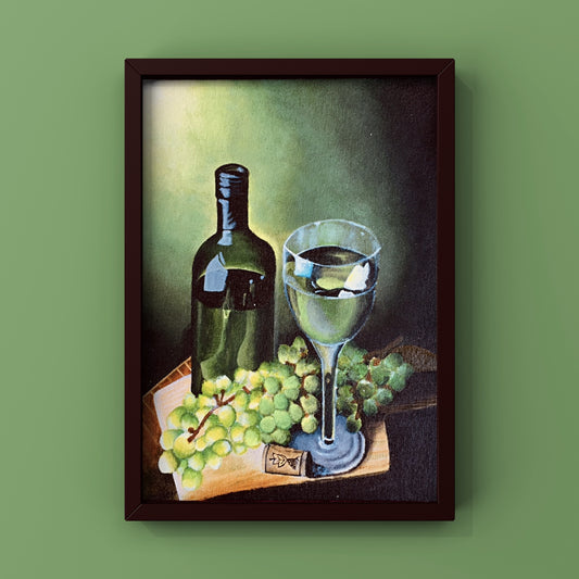 Wine & Grapes Still Life Wall Art – Framed Canvas Painting | Painters Paradise | Bizvaro