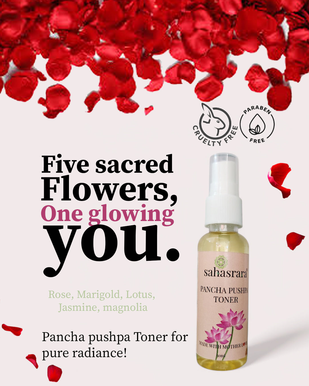 Pancha Pushpa Toner with 5 Sacred Flowers – Sahasrara Ayurvedic Skincare | Bizvaro